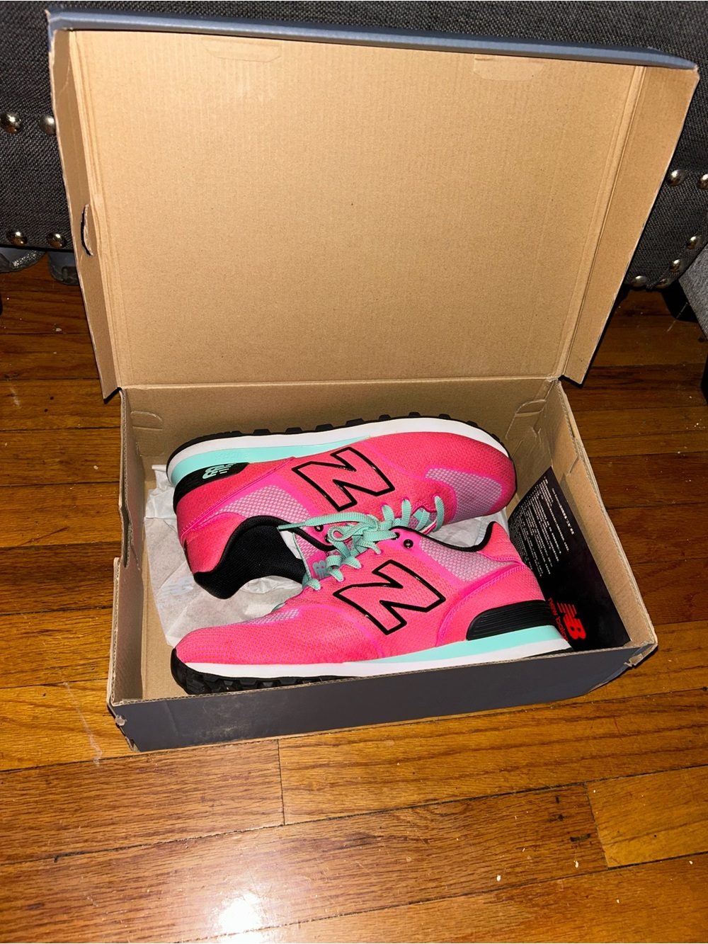 New Balance Women’s Hot Pink & Mint Lace-Up Sneakers 574 - Picture 7 of 8